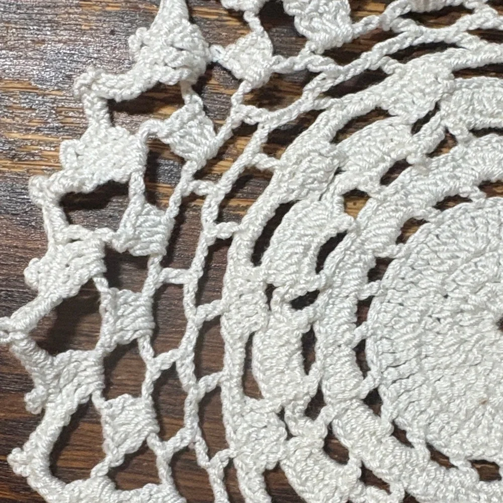 Elegant Cream Crochet Doily Furniture Cover